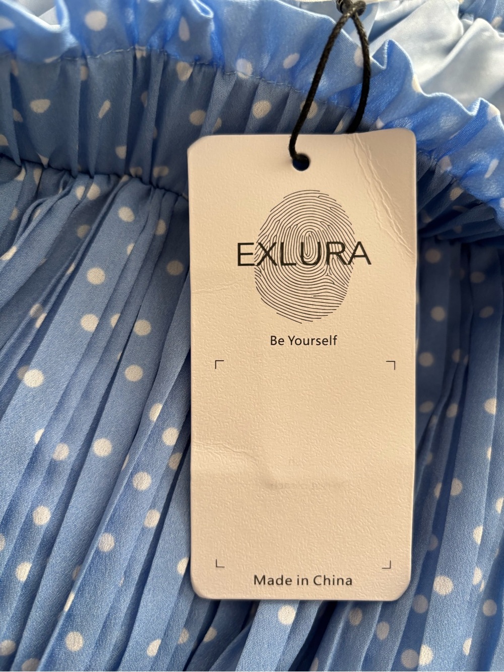 EXLURA  Polka Dot Pleated Midi Swing Skirt with Pockets - Picture 8 of 9